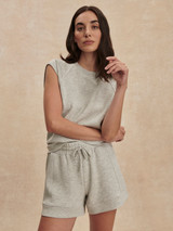 Varley Women's Salome Raglan Tee light grey marl bottom front zoom