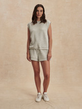 Varley Women's Salome Raglan Tee light grey marl bottom full front
