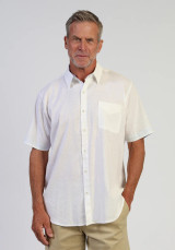 True Grit Washed Melange Linen Shirt White Front