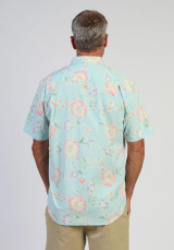True Grit South Pacific Seersucker Shirt Turquoise back view