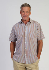 True Grit South Pacific Seersucker Shirt Soft Brown front view