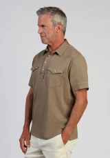 True Grit Signature Slub Western Polo Tobacco side