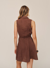 Bella Dahl Women's Sleeveless Seamed Shirt Dress sea glass brown back view