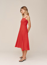 Bella Dahl Women's Apron Midi Dress Scarlet Sand Side