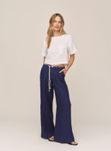 Bella Dahl Clean Waist Pintuck Wide Leg Pants Nautical Night front