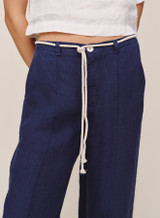 Bella Dahl Clean Waist Pintuck Wide Leg Pants Nautical Night detail