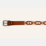 Zilker Belts Rancho Belt White detail of buckle and leather