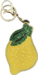 Saint Austin Company Lemon Beaded Keychain Yellow Green Lemon front