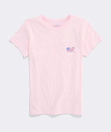 Vineyard Vines Women's Flag Whale Tee in Pink Drink