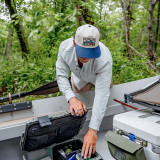 Poncho Outdoors Anglers Snapback Hat white navy lifestyle front