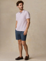 Faherty Men's Short Sleeve Breeze Polo Orchid Wake Stripe full view