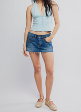 Free People Lainey Low Rise Mini Denim Skirt Screenshot front view