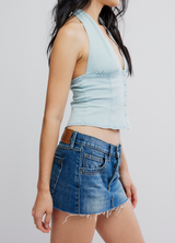 Free People Lainey Low Rise Mini Denim Skirt Screenshot flat lay detail