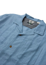 Vissla Quat Casas Short Sleeve Shirt Faded Denim Back fabric detail