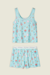 PJ Salvage Boardwalk Bites Boyfriend Boxer Set Oasis Blue back view