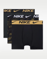 Nike Big Kids' Dri-FIT Micro Print Boxer Briefs 3-Pack Black/Gold front