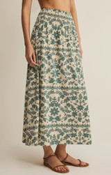 Z Supply Women's Leya Tera Paisley Maxi Skirt Everglade Side