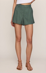 Z Supply Vantage Linen Shorts Everglade Back front view