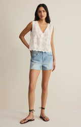 Z Supply Women's Darcy Top White Back full length view
