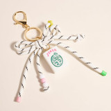 Mahjong Tile Bow Cord Bag Charm Keychain