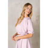 La Biz Women's Neoprene Cropped Raglan Short Sleeve Sweatshirt in Pastel Violet