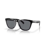 Oakley Men's Frogskins sunglasses in black and grey, tilted side view angle.