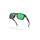 Oakley Men's Holbrook Court Collection sunglasses in matte black with Prizm Road Jade lenses, top angle view.