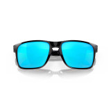 Oakley Men's Holbrook XL sunglasses in polished black with Prizm Sapphire lenses, folded view.