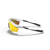Oakley Men's M2 Frame XL sunglasses in polished white with fire iridium lenses, side view.