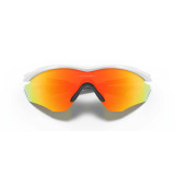 Oakley Men's M2 Frame XL sunglasses in polish white with fire iridium lenses, folded view.