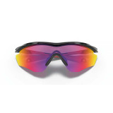 Oakley Men's M2 Frame XL sunglasses in polish black with Prizm Road lenses, folded view.