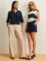 Sanctuary Women's All Day Ruched Tee in Navy Blazer/Dark Opal
