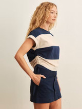 Sanctuary Women's All Day Ruched Tee in Navy Blazer/Dark Opal
