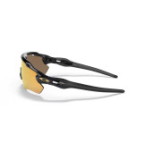 Oakley Men's Radar EV Path polarized sunglasses in black with Prizm 24K lenses, side view.
