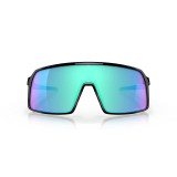 Oakley Men's Sutro sunglasses in polished black with Prizm Sapphire lenses, front view.