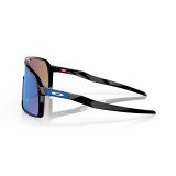 Oakley Men's Sutro sunglasses in polished black with Prizm Sapphire lenses, side view.