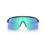 Oakley Men's Sutro Lite sunglasses in matte black with Prizm Sapphire lenses, front view.