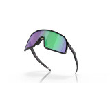 Oakley Kids' Sutro S sunglasses in polish black with Prizm Jade lenses, top view.