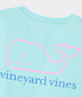 Vineyard Vines Women's Two-Tone Vintage Whale Tee in shallow sea detail