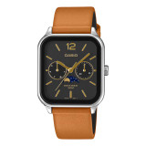 Casio MTPM305LC-1AV analog watch with silver dial and leather band