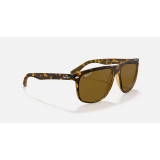 Ray-Ban Boyfriend Sunglasses in light havana with gradient brown lenses, tilted view
