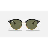 Ray-Ban Club Round Classic Sunglasses in black frame with green lens