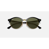 Ray-Ban Club Round Classic sunglasses in black with green lenses, folded view