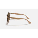 Ray-Ban Highstreet sunglasses in light brown with brown gradient lenses, side view.