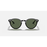 Ray-Ban Highstreet sunglasses in black frame with dark green lenses, front view angle