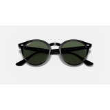 Ray-Ban Highstreet sunglasses in black with dark green lenses, folded view.