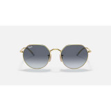 Ray-Ban Jack sunglasses in gold frame with blue gradient lenses, front view