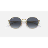 Ray-Ban Jack sunglasses in gold with blue gradient lenses, folded view
