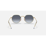 Ray-Ban Jack Sunglasses in gold frame with blue gradient lenses, back angle view