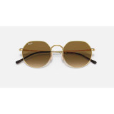 Ray-Ban Jack Sunglasses in gold frame with brown gradient lenses, folded view
